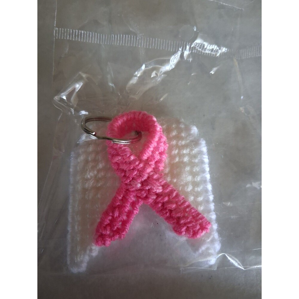 Handmade Pink Ribbon With Wings Keychain